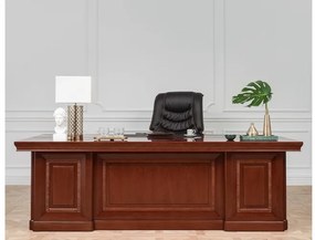 Scrivania studio classica in legno di noce lunga 2,4 metri B710-Arrediorg.it