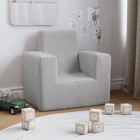Divano per bambini grigio chiaro in morbido peluche