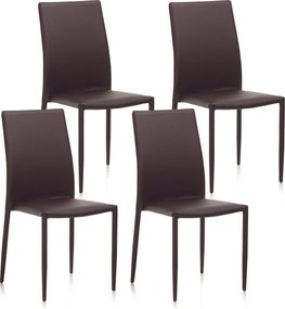 Set 4 Sedie 43,5x46,5x90,5 cm in Similpelle Marrone...