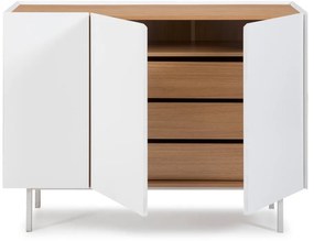 Cassettiera bassa bianca effetto rovere 110x85 cm Arista - Teulat