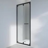 Porta doccia pieghevole Easy  90 cm, H 190 cm in vetro, spessore 6 mm trasparente nero