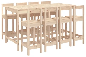 Set bar da giardino 9 pz in legno massello di pino