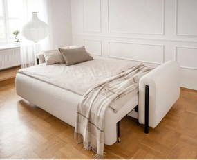 Divano avorio allungabile/con contenitore e rivestimento in bouclé 244 cm Arcadova – ELTAP