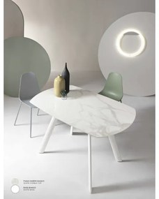 Tavolo allungabile 200 cm BUD con base metallo e piano effetto Marmo Bianco