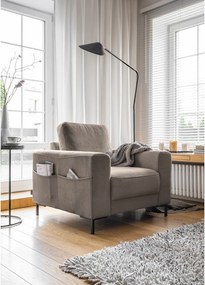 Poltrona in velluto a coste marrone Lofty Lilly - Miuform