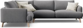 Divano angolare grigio (con penisola a sinistra/a L) con rivestimento in velluto Naomi – Micadoni