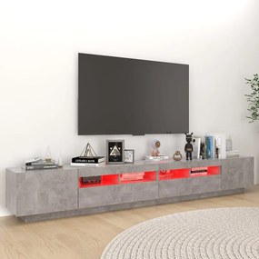 Mobile Porta TV con Luci LED Grigio Cemento 260x35x40 cm