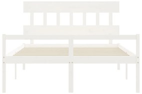 Letto per Anziani con Testiera Bianco 160x200 cm Legno Massello