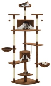 Albero per gatti e tiragraffi in sisal 203 cm marrone e bianco
