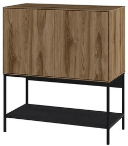 Mobile effetto rovere con decoro nero-naturale 80x90x40 cm Amira - Marckeric