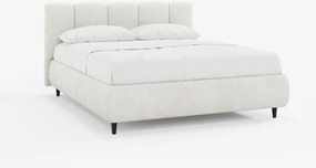 ARKAM letto imbottito con vano contenitore e testiera a lavorazione verticale - design shabby chic in tessuto certificato Oeko-Tex®
