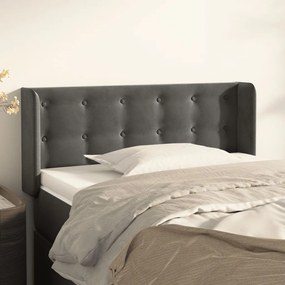 Testiera Ad Orecchio Grigio Scuro 103x16x78/88 Cm İn Velluto /