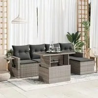 Set Divano da Giardino 6 pz con Cuscini Grigio in Polyrattan 3326461