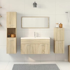 Set mobili da bagno 5 pz rovere sonoma in legno multistrato