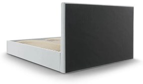 Letto matrimoniale imbottito grigio chiaro con contenitore con griglia 180x200 cm Nerin - Mazzini Beds