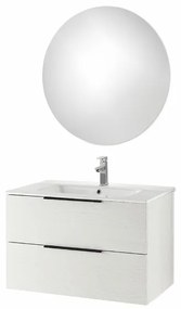 Mobile bagno sospeso BALI 80 cm Olmo Bianco e specchio retroilluminato LED