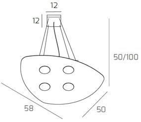 Sospensione Moderna Shape Metallo Grigio 4 Luci Gx53