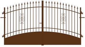 Cancello manuale battente Marmolada in ferro, apertura centrale, L 358.5, H 165-195 cm, di colore ruggine