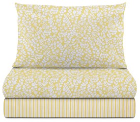 Completo letto singolo fiori giallo cotone Cabana