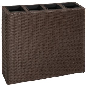Letto Rialzato Da Giardino Con 4 Vasi İn Polyrattan Marrone /