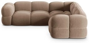 Divano angolare marrone con rivestimento in velluto Loretto – Cosmopolitan Design