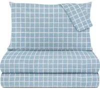 Completo letto matrimoniale quadretti azzurri cotone