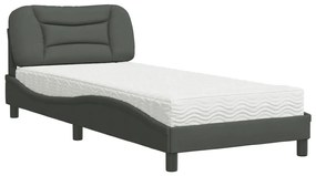 Letto con materasso grigio scuro 90x190 cm in tessuto