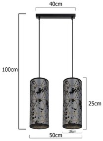 Lampadario a sospensione con filo AVALO 2xE27/60W/230V grigio/nero