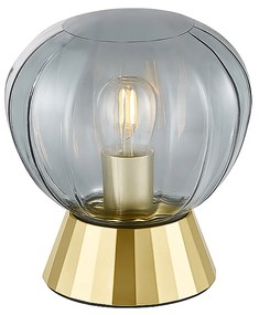 Lampada Da Tavolo Moderna Sydney Base Oro E Sfera In Vetro Fumé 1 Luce E14