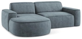Divano angolare blu polveroso (con penisola a sinistra/con chaise lounge) con rivestimento in ciniglia Omao – Makamii