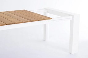 Tavolo allungabile CAMERON in alluminio bianco e legno teak 228&#215;100 cm &#8211; 294&#215;100 cm