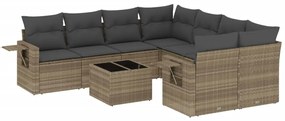 Set divano da giardino 9pz con cuscini grigio chiaro polyrattan