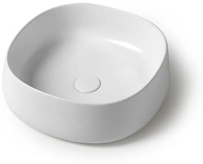 Lavabo da appoggio 42 cm con angoli stondati in ceramica bianco opaco   Milos