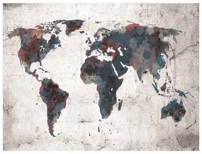 Fotomurale  World map on the wall  Colore Grigio, Dimensioni e Misure 200x154