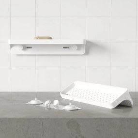 Mensola da bagno autoportante bianca in plastica riciclata Flex Adhesive - Umbra