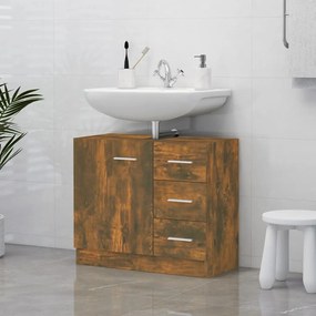 Mobile Lavabo Rovere Fumo 63x30x54 Cm İn Legno Multistrato /