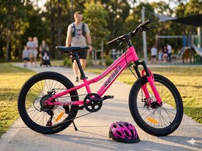 Bicicletta Mountain Bike per Bambini Unisex 20" MTB Phoenix 7V in Acciaio Fucsia...