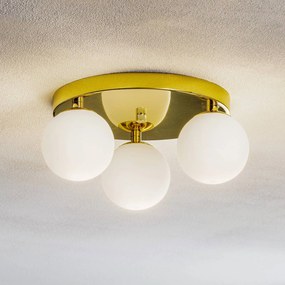 Argon Plafoniera Fatis vetro opalino/ottone a 3 luci rotonda