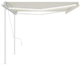 Tenda Automatica con Sensore Vento e LED 5x3,5 m Crema