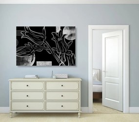 Quadro su tela – Fiori etnici in bianco e nero