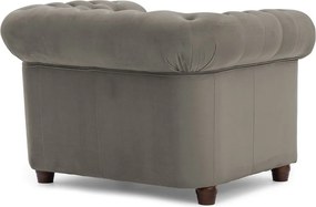 Poltrona chesterfield grigia con rivestimento in velluto York Blik – Ropez