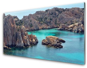 Quadro acrilico Paesaggio del mare della roccia della baia 100x50 cm