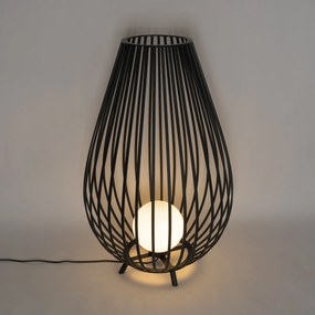 Lampada da terra di design nera con opale 110 cm - Angela