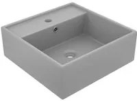 Lavabo Troppopieno Cubico Grigio Chiaro Opaco 41x41cm Ceramica 146949