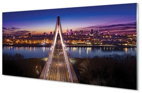 Quadro vetro acrilico Panorama di Warsaw Bridge River 100x50 cm