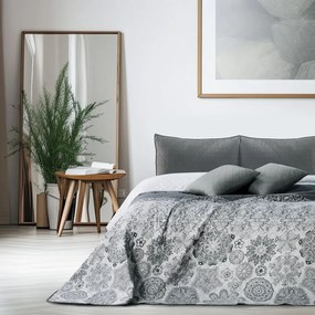 Copriletto bifacciale in microfibra bianco e grigio, 260 x 280 cm Alhambra - DecoKing