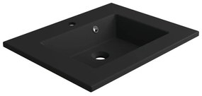 Lavabo a incasso rettangolare vasca centrale Neo L 61 x H 11.2 x P 48.5 cm in composito minerale di resina gelificata nero opaco