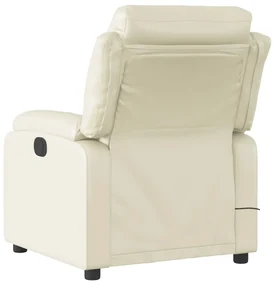 Poltrona massaggiante elettrica reclinabile crema similpelle