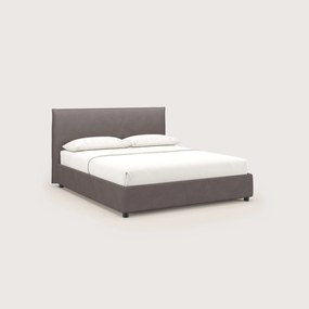 Nina letto contenitore dal design minimal in microfibra effetto pelle smacchiabile marrone