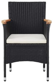 Set bistrot da giardino 5 pz polyrattan e legno massello nero